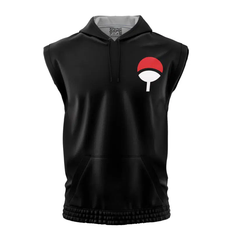 Uchiha Symbol Black Shippuden Sleeveless Hoodie