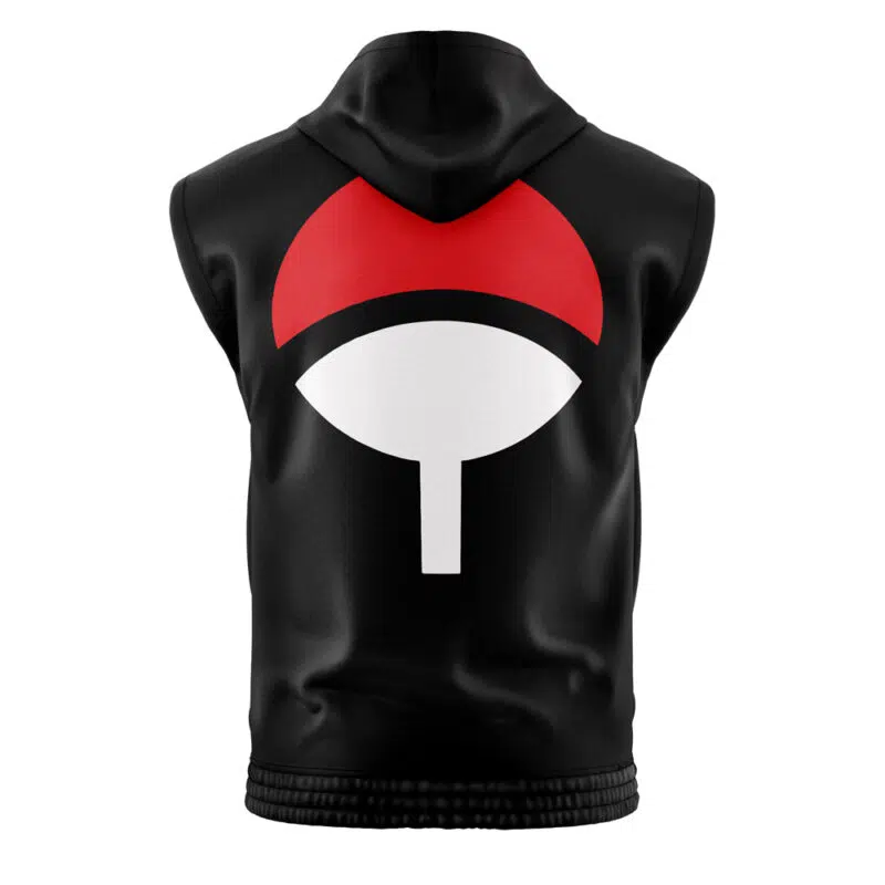 Uchiha Symbol Black Shippuden Sleeveless Hoodie - Image 2