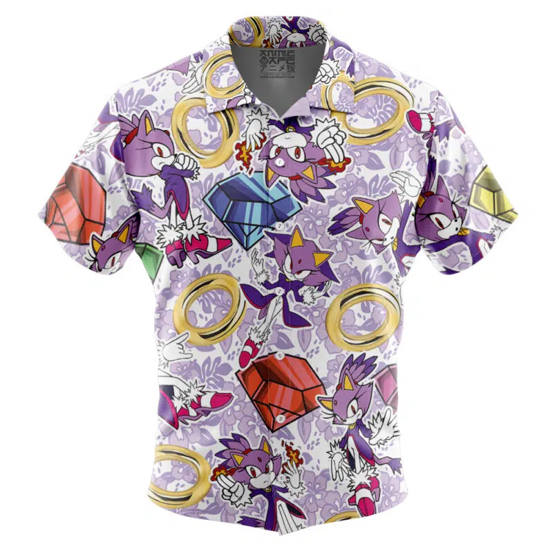 Blaze Sonic the Hedgehog Button Up Hawaiian Shirt