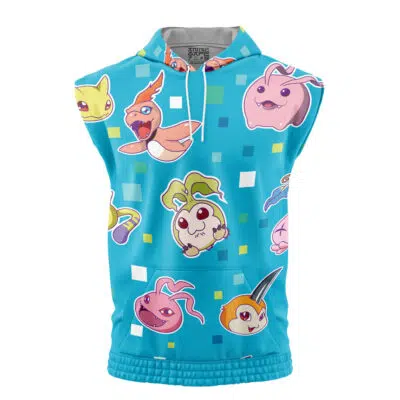 Digimon Pattern Digimon Sleeveless Hoodie