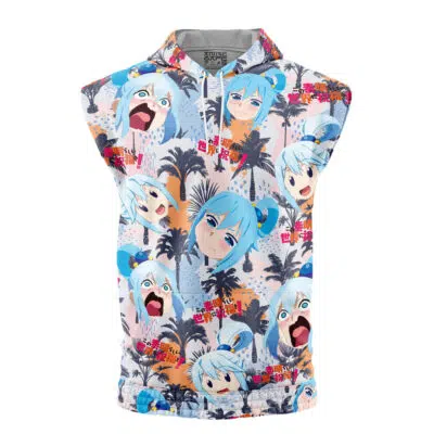 Funny Face Aqua Konosuba Sleeveless Hoodie