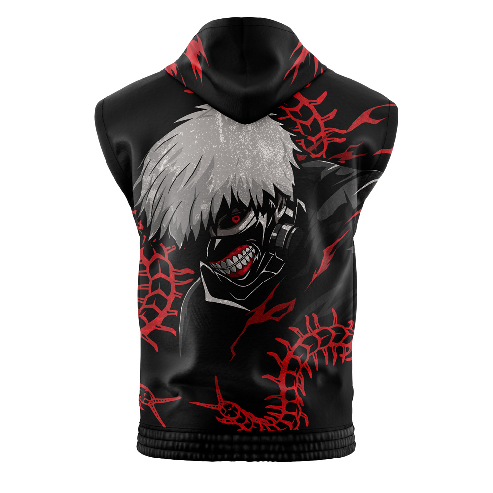 トップス kanekin Ken Kaneki Centipede Tokyo Ghoul Sleeveless Hoodie | Anime Ape