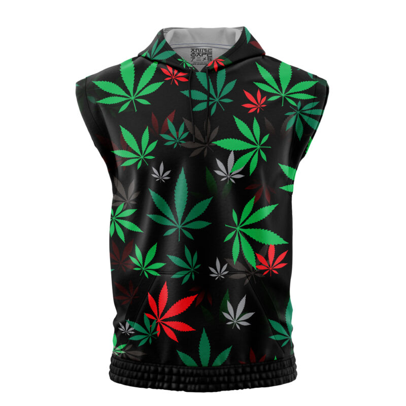Marijuana Plants Pattern Sleeveless Hoodie