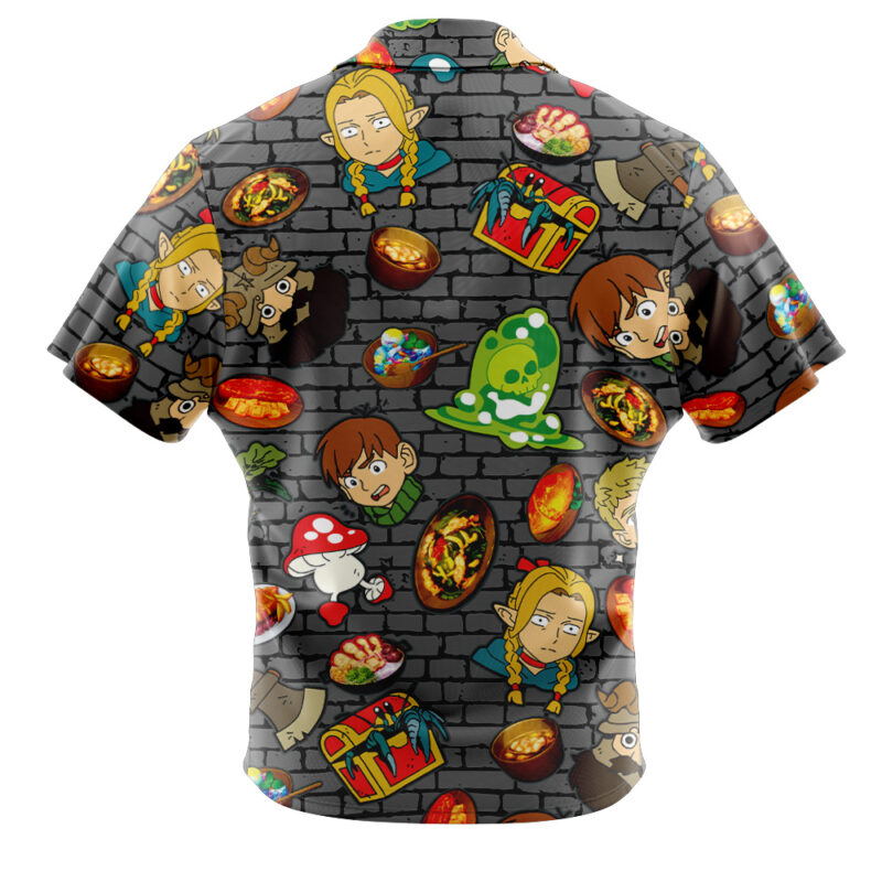 Meshi Pattern Delicious in Dungeon Button Up Hawaiian Shirt