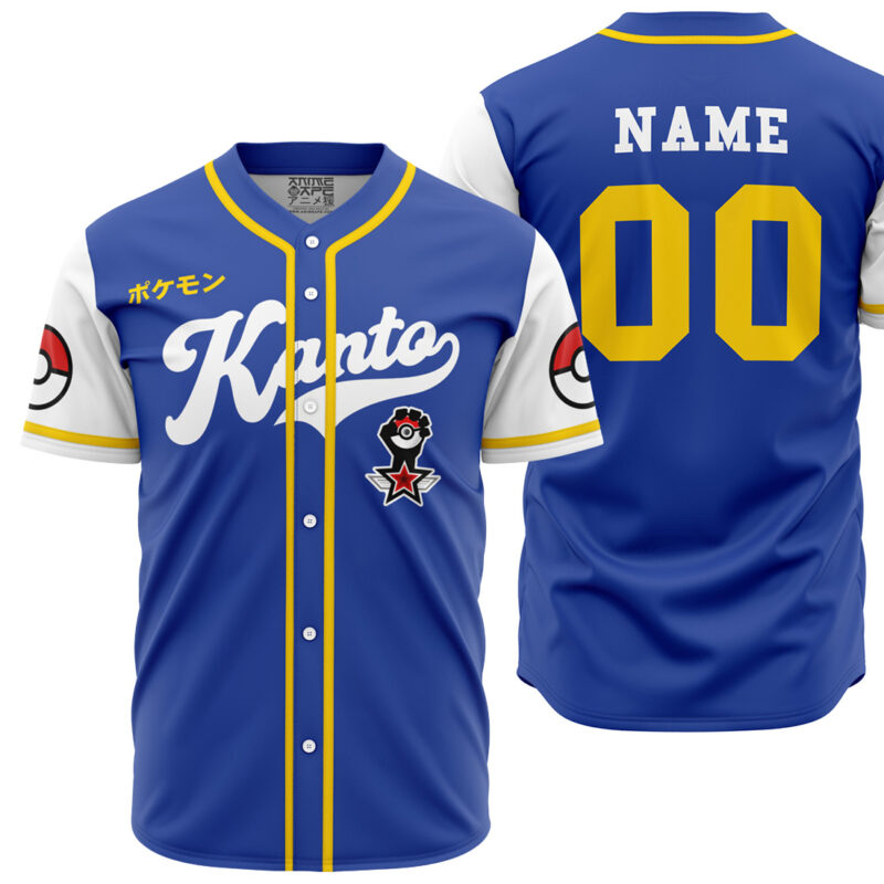 Personalized Kanto Trainer Pokemon Baseball Jersey