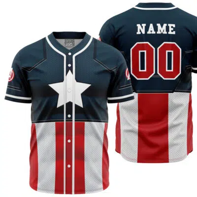 Personalized Captain America Cosplay Marvel Baseball Jersey