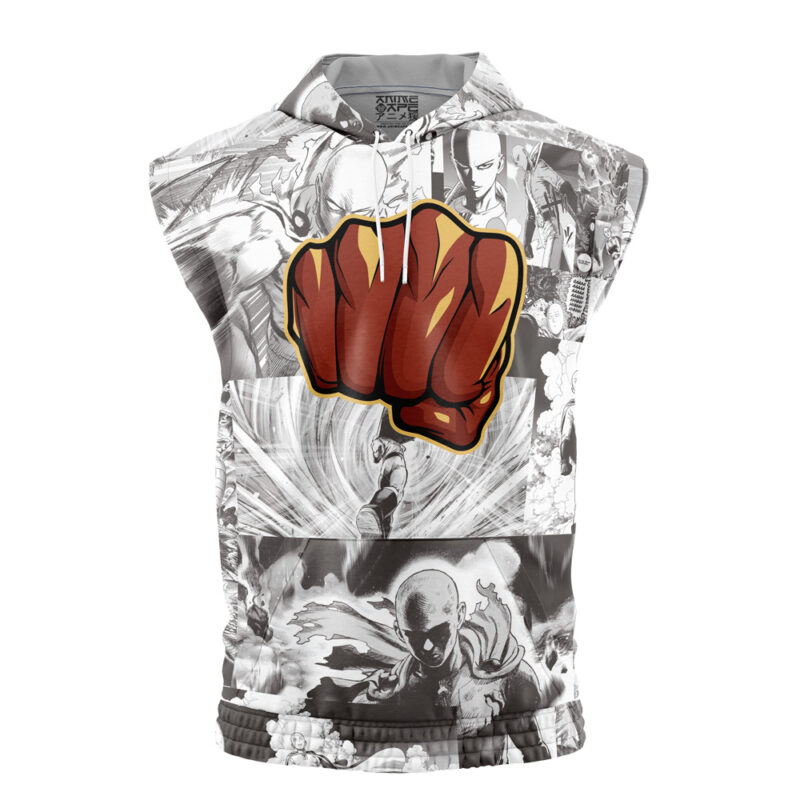 Saitama One Punch Man Sleeveless Hoodie - Image 2
