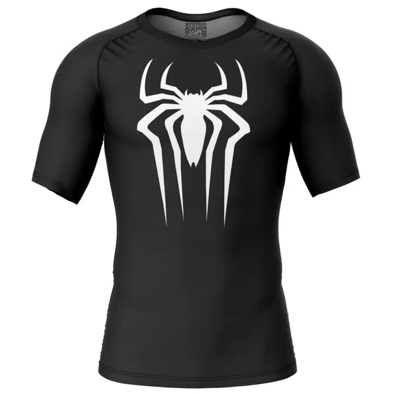 Symbiote Spiderman Marvel Short Sleeve Rash Guard Compression Shirt