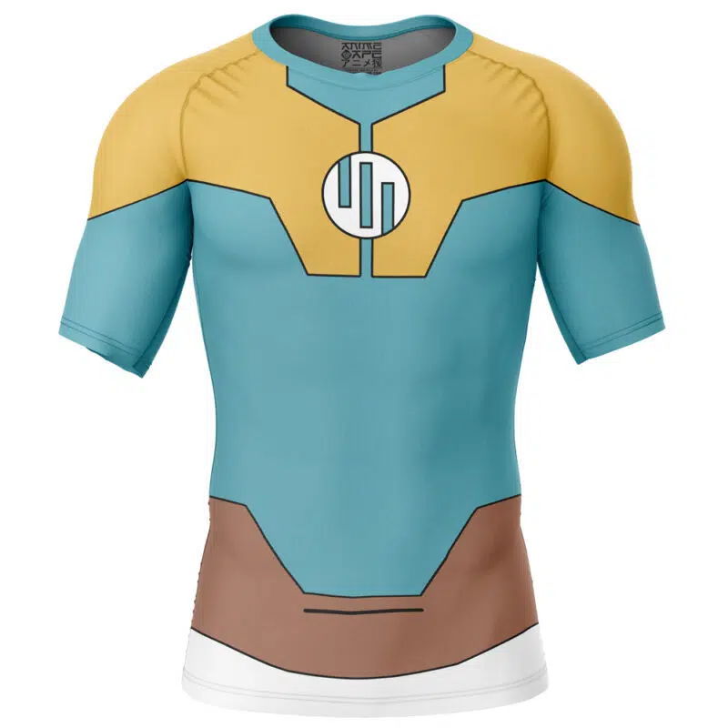 Viltrum Mark Emperor Costume Blue Invincible Short Sleeve Rash Guard Compression Shirts