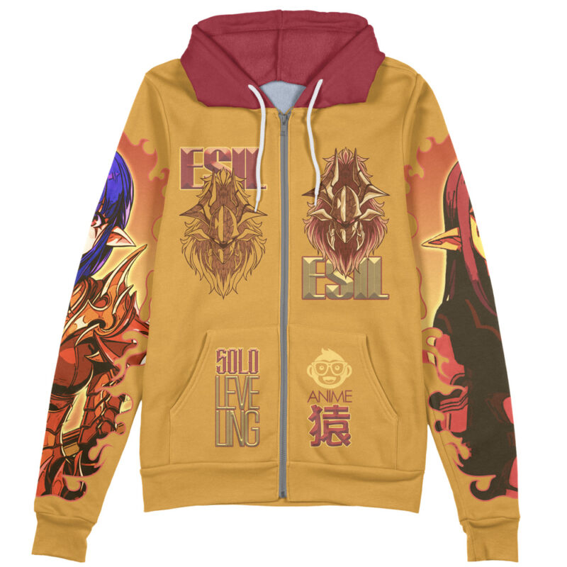 Esil Radiru Solo Leveling Streetwear Zip Hoodie Jacket - Image 2