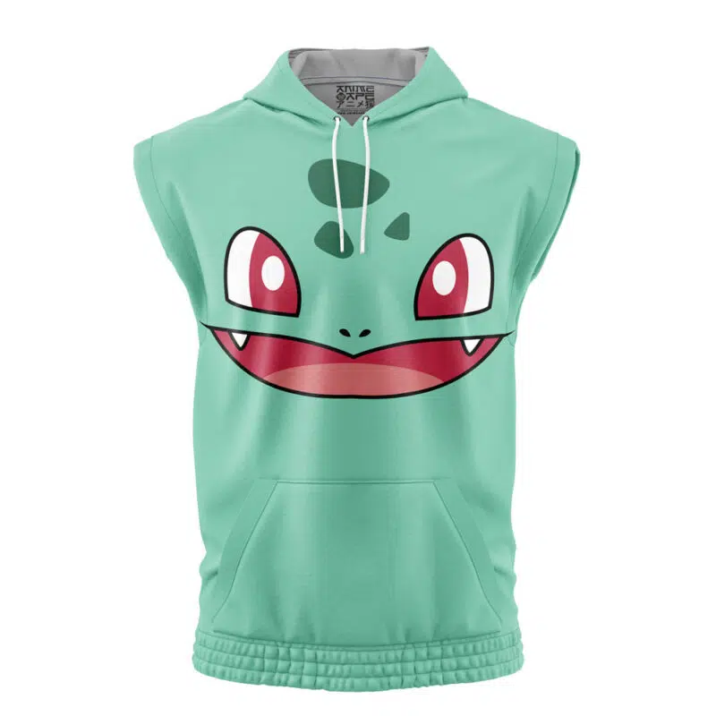 Bulbasaur Face Pokemon Sleeveless Hoodie