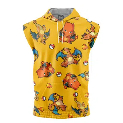 Charizard Pattern Pokemon Sleeveless Hoodie