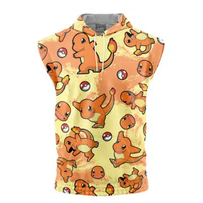 Charmander Pattern Pokemon Sleeveless Hoodie