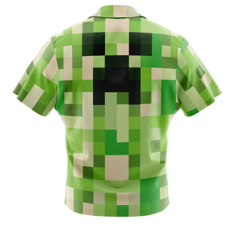 Creeper Pattern Minecraft Button Up Hawaiian Shirt