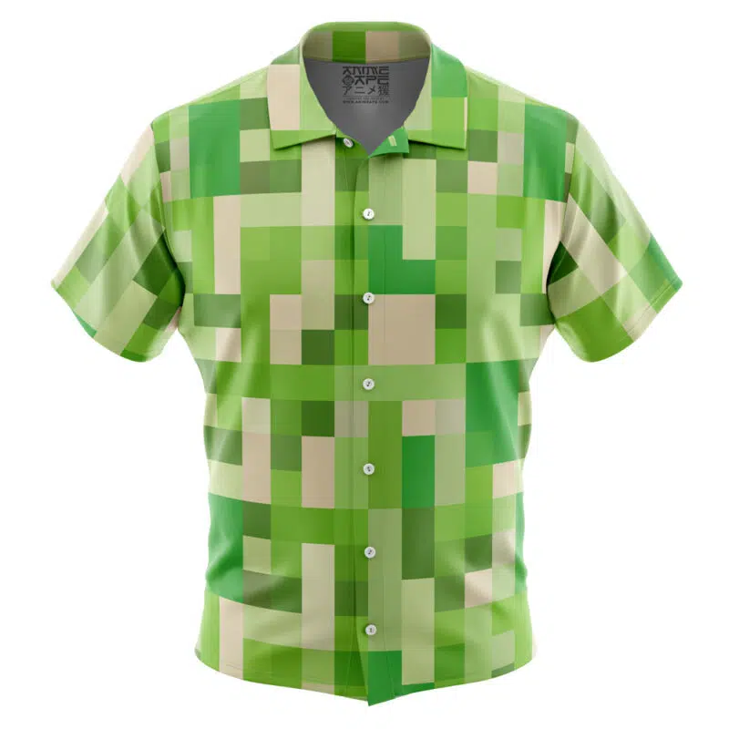 Creeper Pattern Minecraft Button Up Hawaiian Shirt - Image 2
