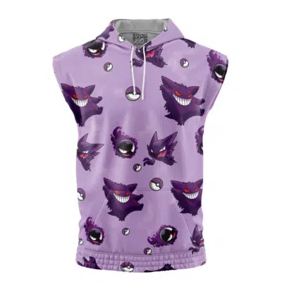 Gengar Pattern Pokemon Sleeveless Hoodie