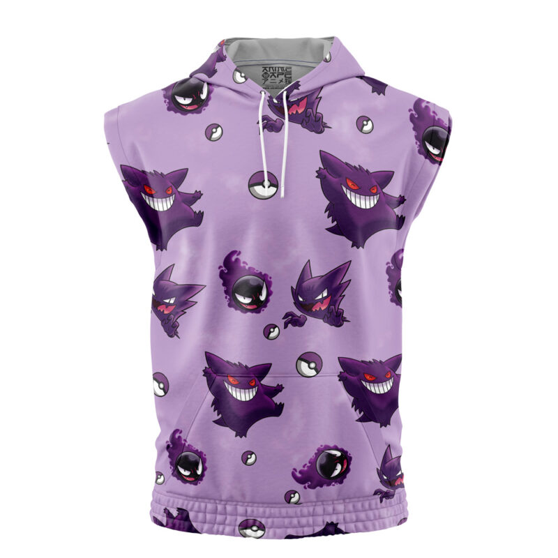 Gengar Pattern Pokemon Sleeveless Hoodie