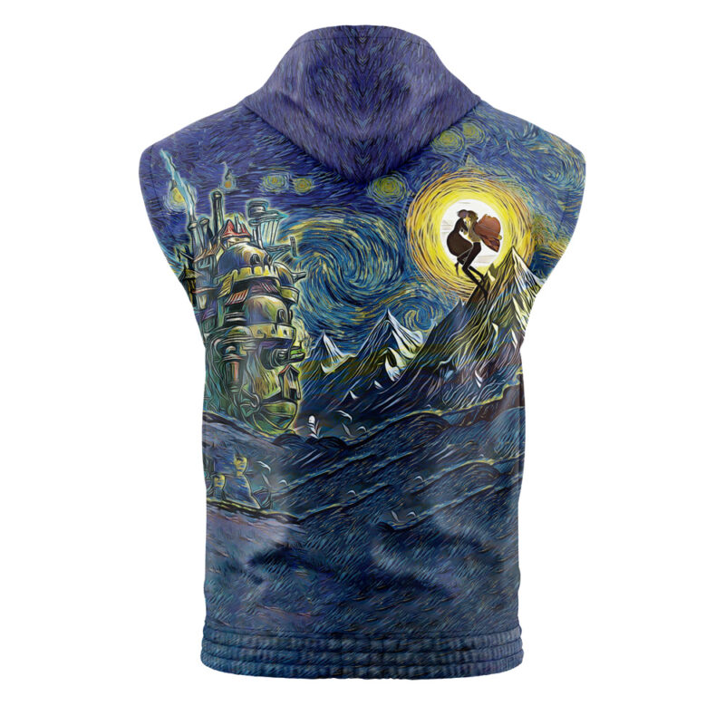 Howl’s Moving Castle Starry Night Studio Ghibli Sleeveless Hoodie - Image 2