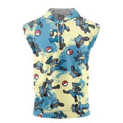 Lucario Pattern Pokemon Sleeveless Hoodie