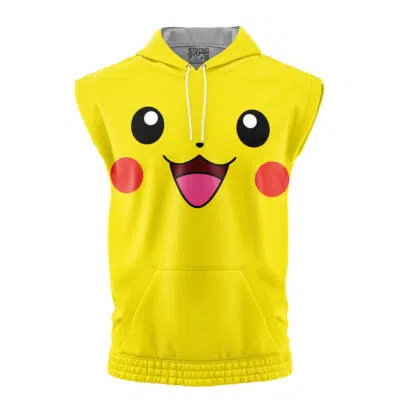Pikachu Face Pokemon Sleeveless Hoodie