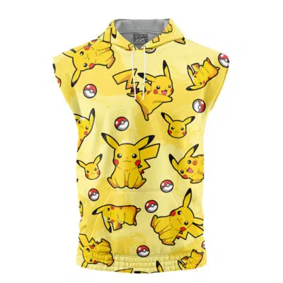Pikachu Pattern Pokemon Sleeveless Hoodie