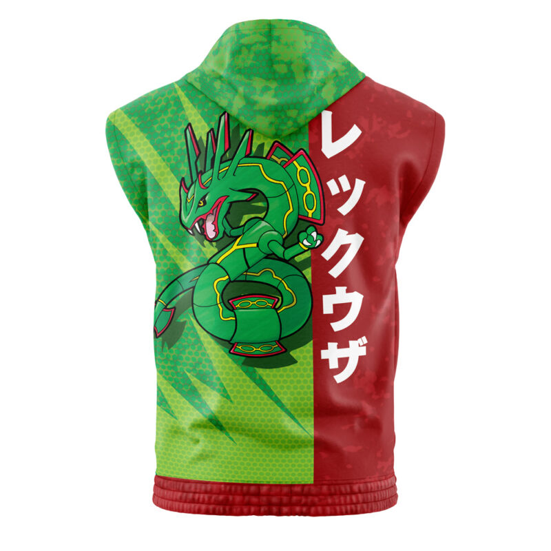 Rayquaza Attack Pokemon Sleeveless Hoodie - Image 2