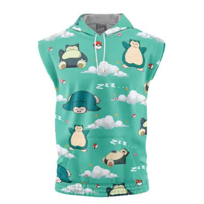 Snorlax Pattern Pokemon Sleeveless Hoodie