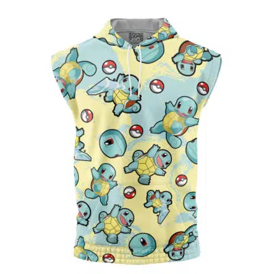 Squirtle Pattern Pokemon Sleeveless Hoodie