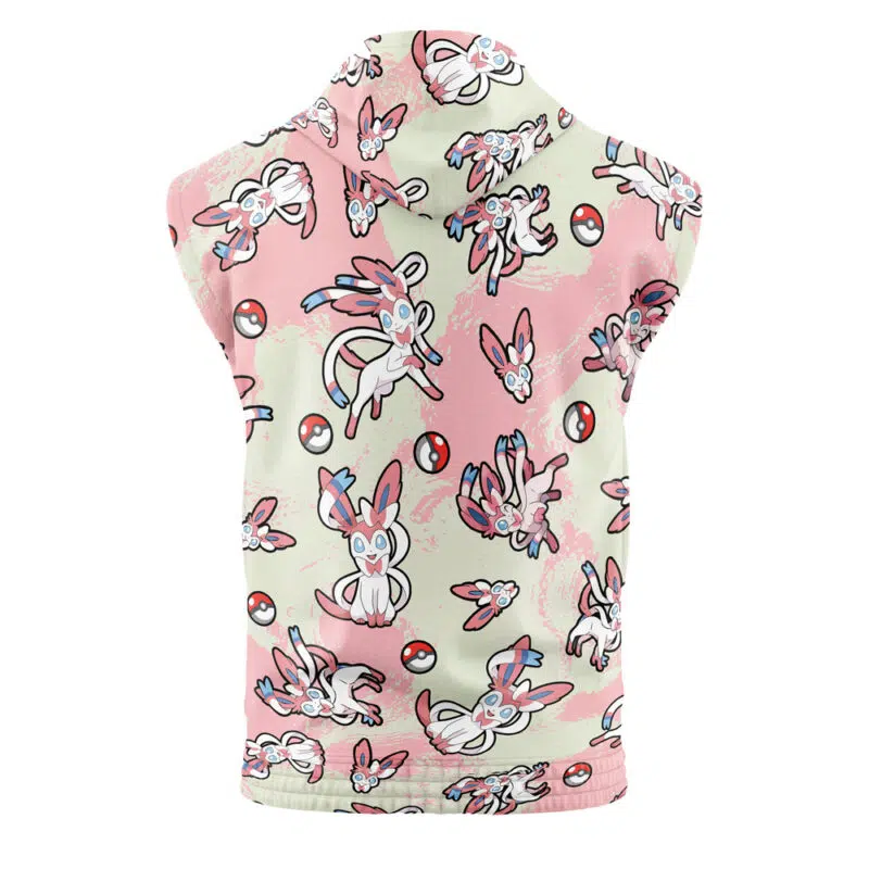 Sylveon Pattern Pokemon Sleeveless Hoodie - Image 2