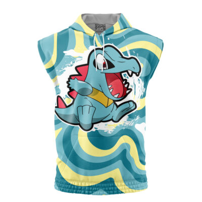 Totodile Trippy Pokemon Sleeveless Hoodie