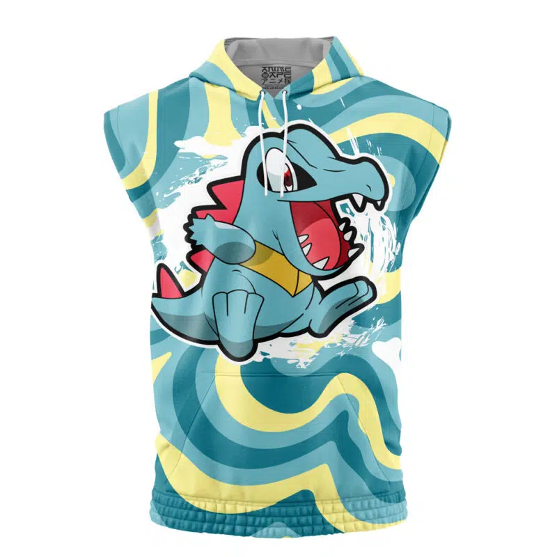 Totodile Trippy Pokemon Sleeveless Hoodie