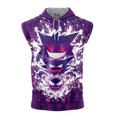 Trippy Ghostly Evolution Ghastly Haunter Gengar Pokemon Sleeveless Hoodie