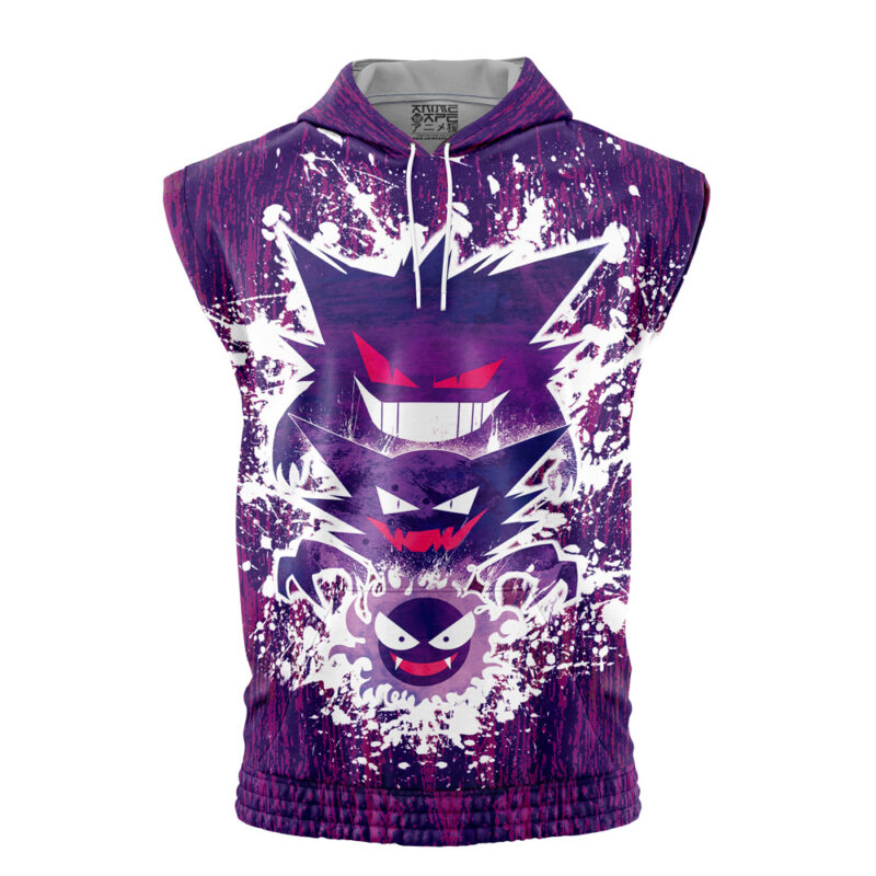 Trippy Ghostly Evolution Ghastly Haunter Gengar Pokemon Sleeveless Hoodie