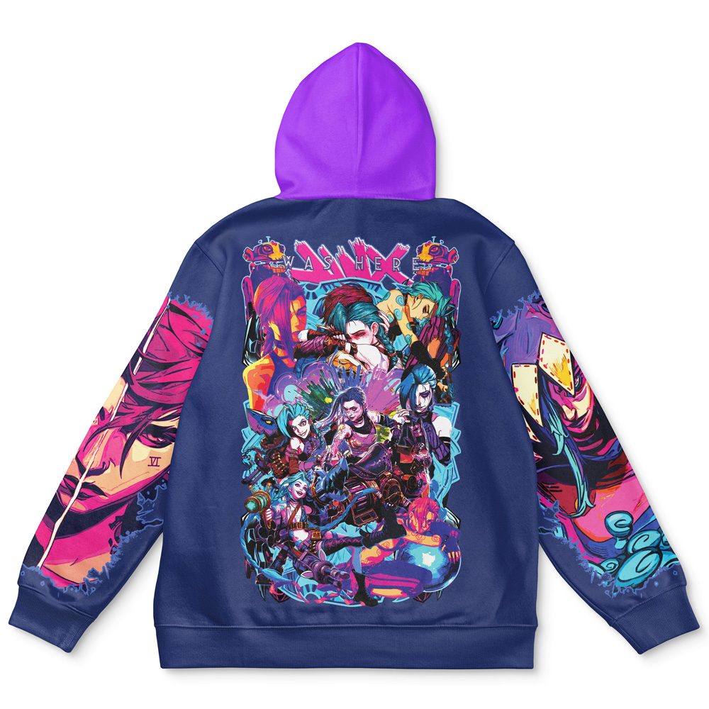Sweat à Capuche Jinx Arcane Style Graffiti - Coupe Décontractée Unisexe, Poches Latérales