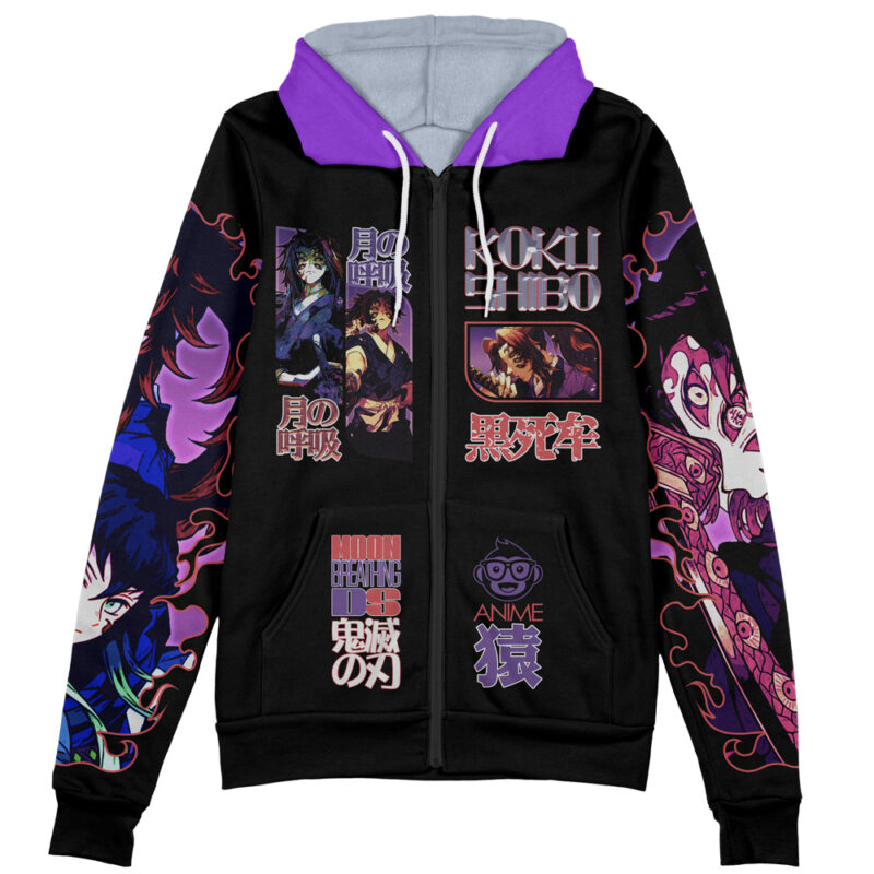 Kokushibo V3 Demon Slayer Streetwear Zip Hoodie Jacket - Image 2