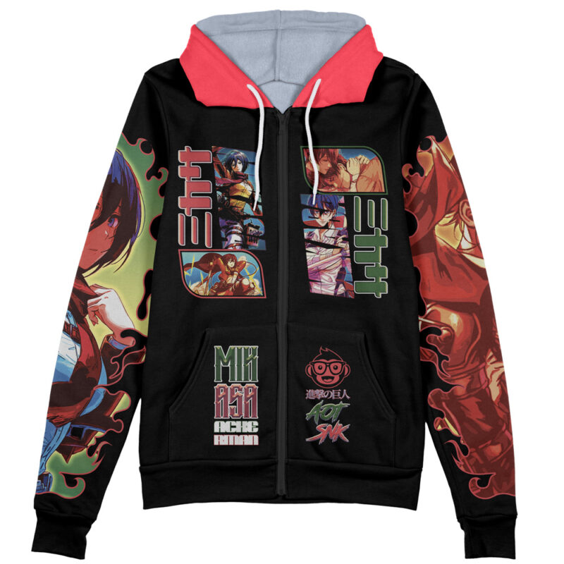 Mikasa Ackerman Attack on Titan Streetwear Zip Hoodie Jacket - Image 2