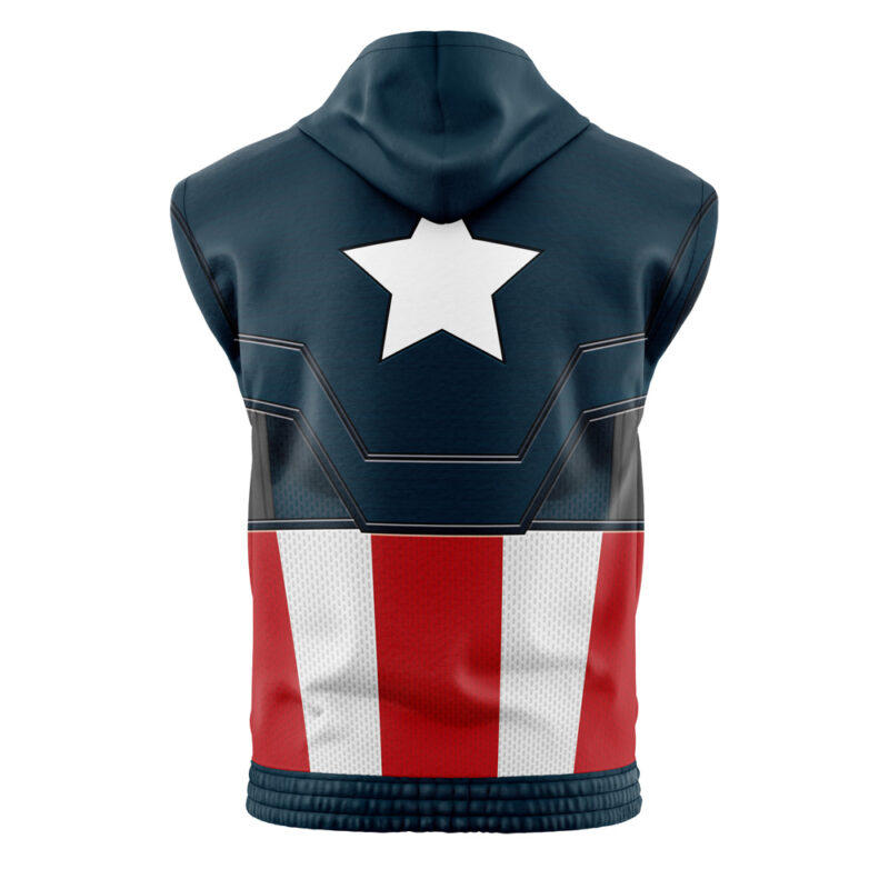 Captain America Cosplay Marvel Sleeveless Hoodie - Image 2