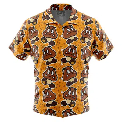 Goomba Super Mario Bros Button Up Hawaiian Shirt