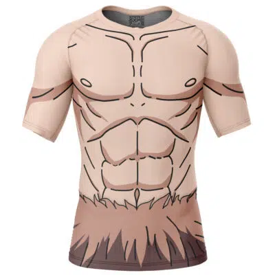 Hashibira Inosuke Body Demon Slayer Short Sleeve Rash Guard Compression Shirt