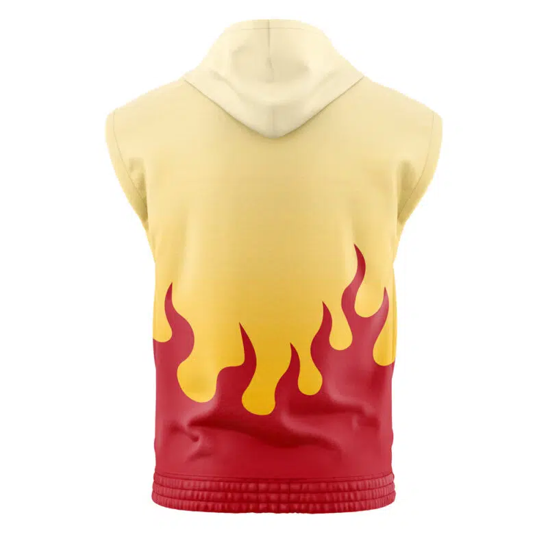 Kyojuro Rengoku Demon Slayer Sleeveless Hoodie - Image 2