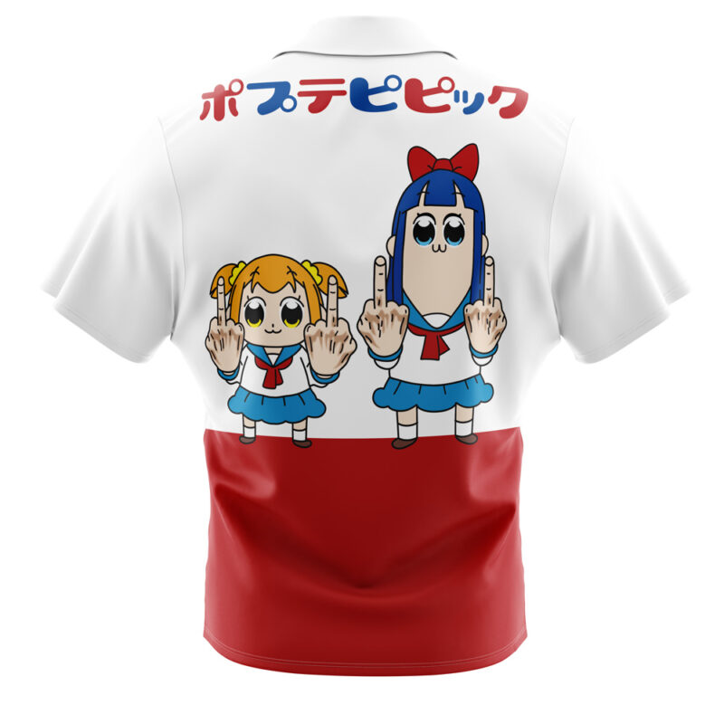 Middle Finger Pop Team Epic Button Up Hawaiian Shirt - Image 2