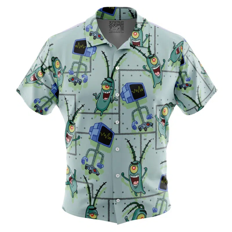 Plankton SpongeBob SquarePants Button Up Hawaiian Shirt