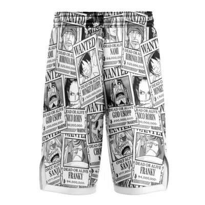 Straw Hat Wanted Pattern One Piece Basketball Shorts