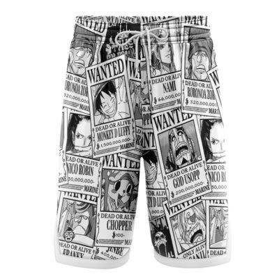 Straw Hat Wanted Pattern One Piece Basketball Shorts