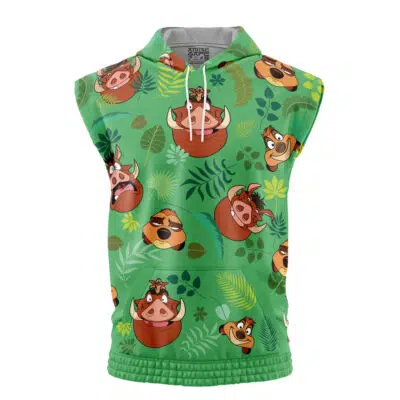Timon and Pumbaa Pattern Disney Sleeveless Hoodie