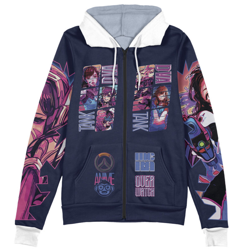 D. Va Overwatch Streetwear Zip Hoodie Jacket - Image 2