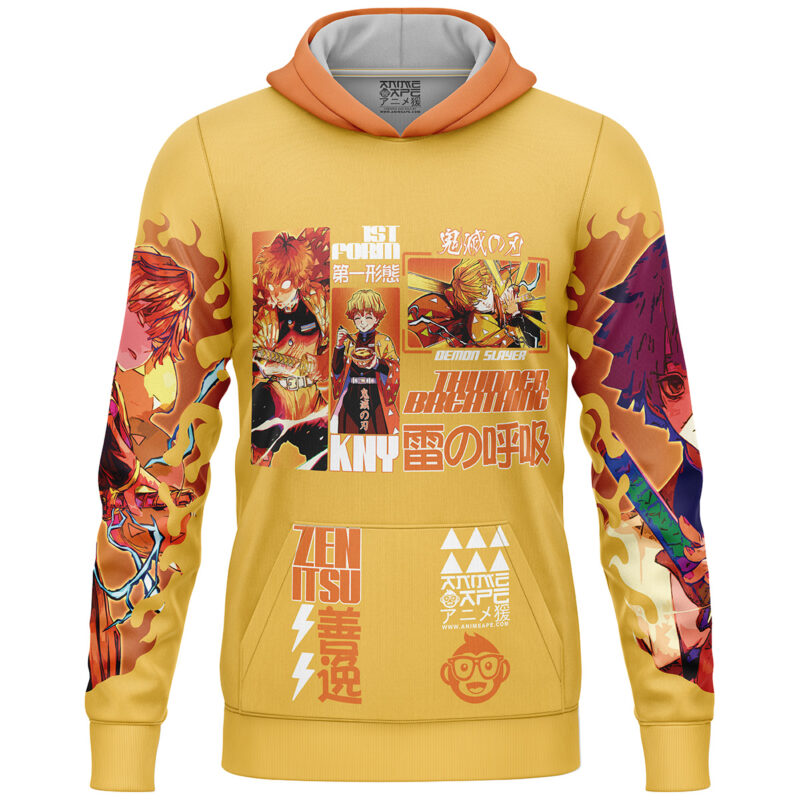 Agatsuma Zenitsu V2 Demon Slayer Streetwear Lightweight Hoodie - Image 2