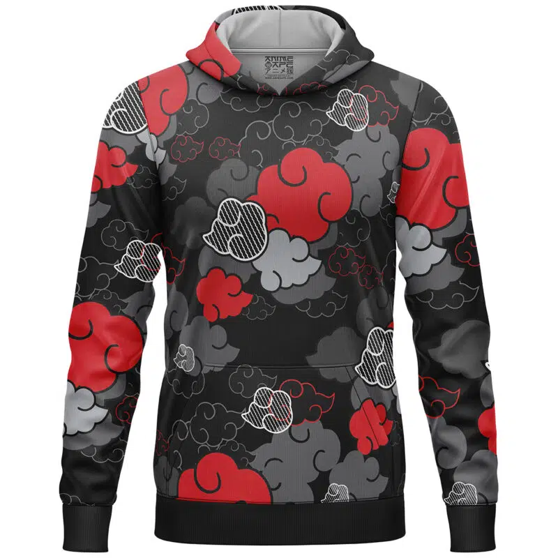 Black Aloha Pattern Akatsuki Shippuden Lightweight Hoodie
