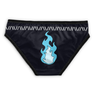 Shoto Todoroki My Hero Academia Panties: black bikini bottom featuring a blue flame graphic on the front center and a white diagonal line border along the waistband.