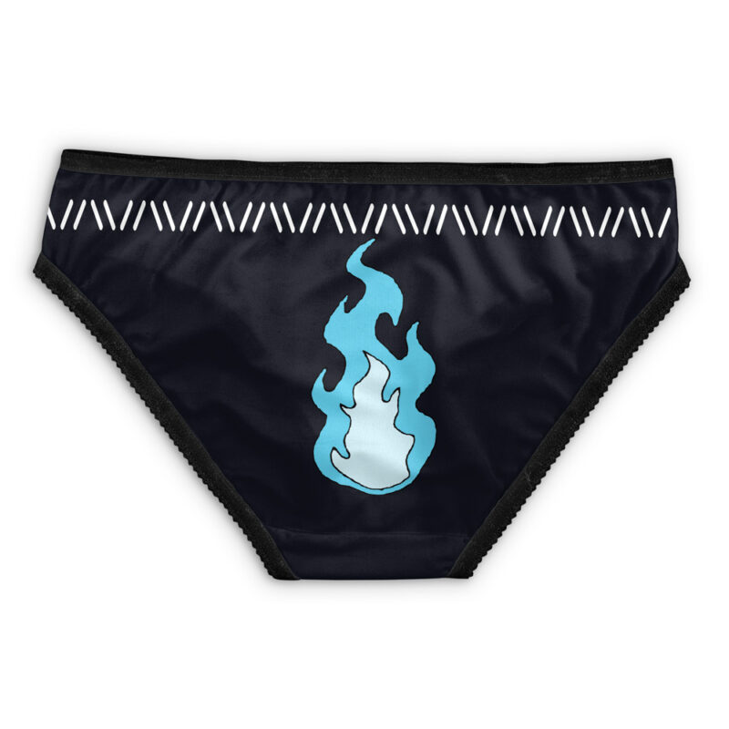Shoto Todoroki My Hero Academia Panties: black bikini bottom featuring a blue flame graphic on the front center and a white diagonal line border along the waistband.
